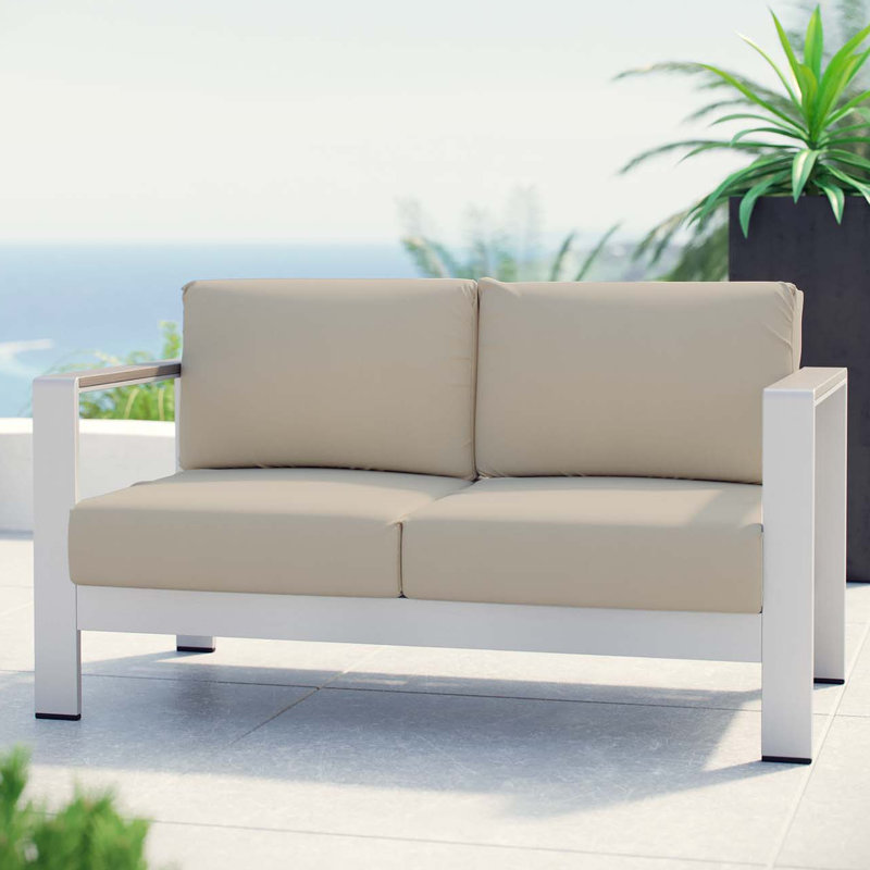Modway shore outdoor patio aluminum loveseat discount